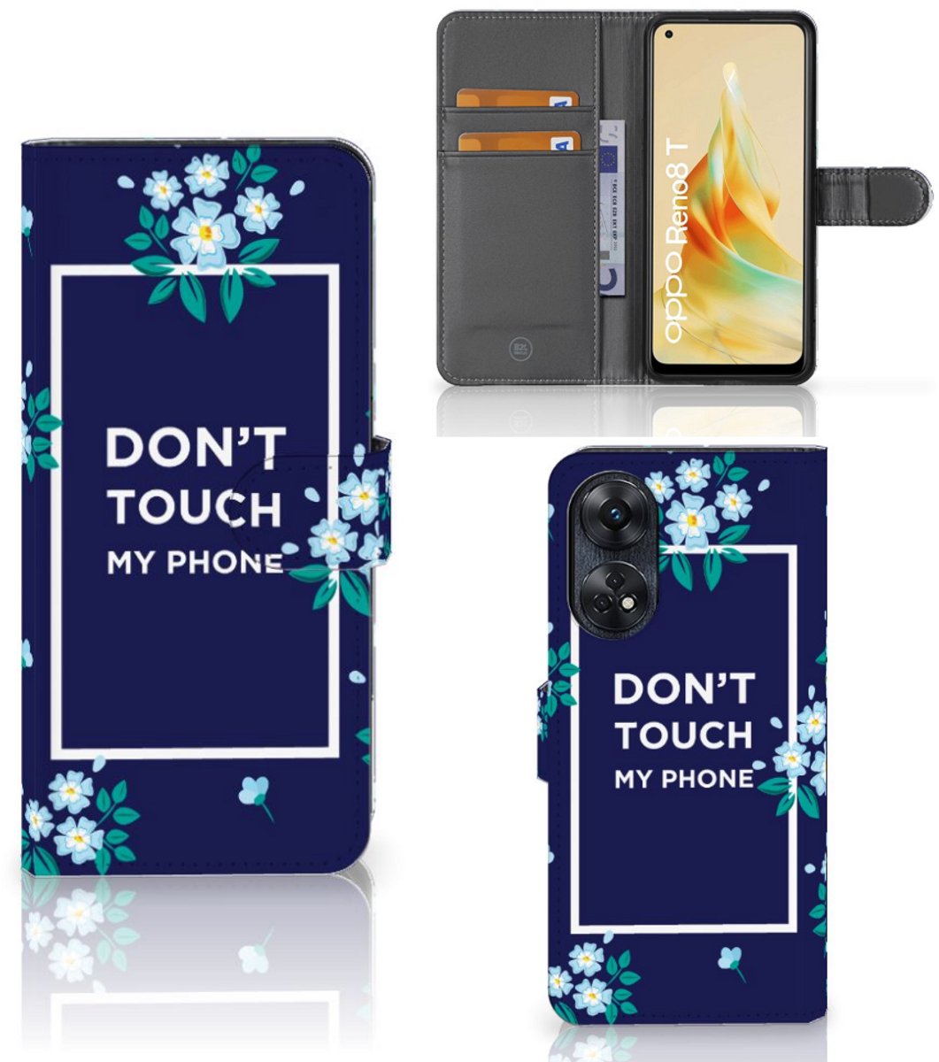 Book Case voor OPPO Reno8 T 4G Portemonnee Hoesje Flowers Blue DTMP