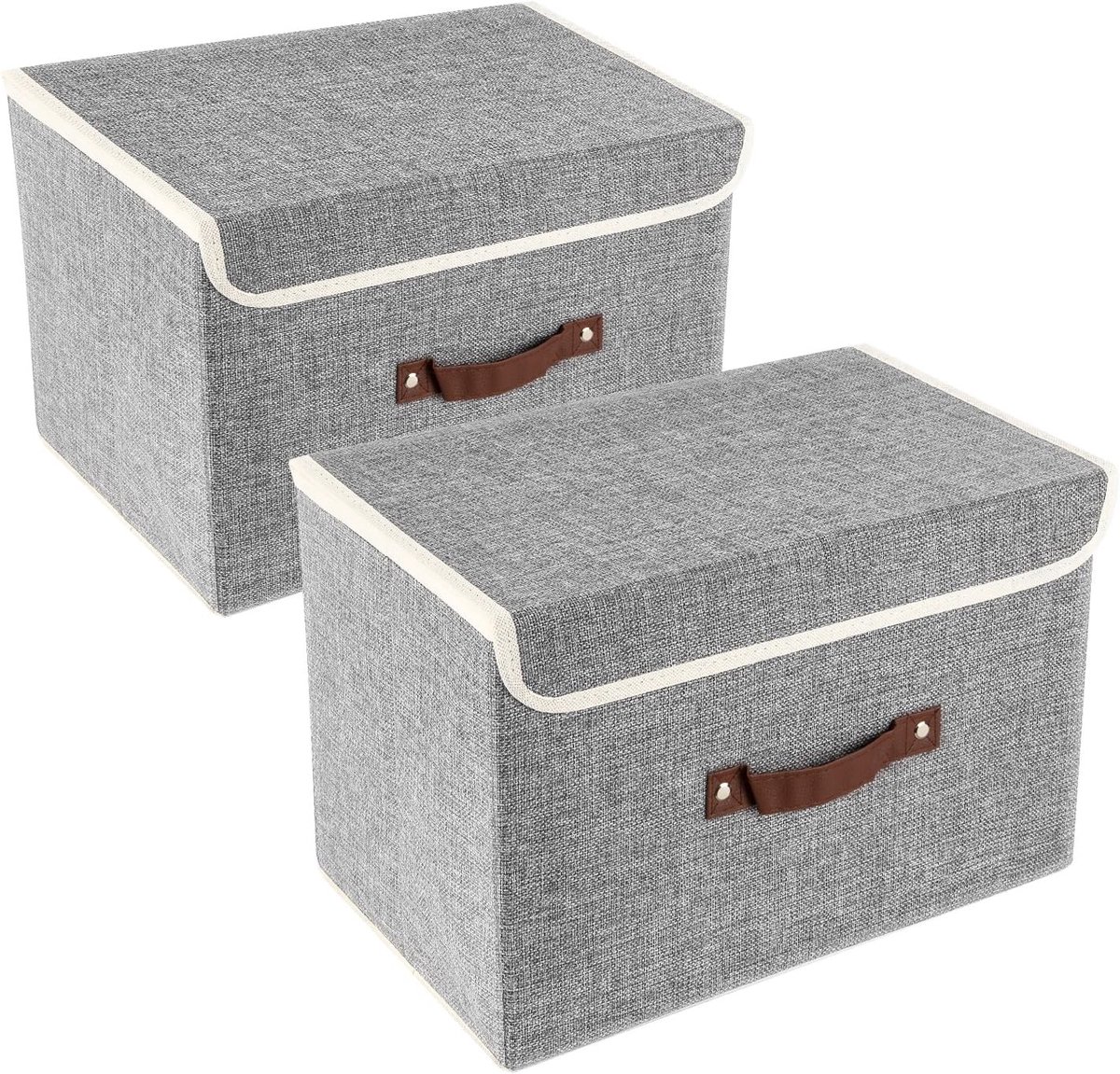 Opvouwbare Opbergdoos met Deksel - Wasbaar en Stevig - Set van 2 (38x25x25 cm)