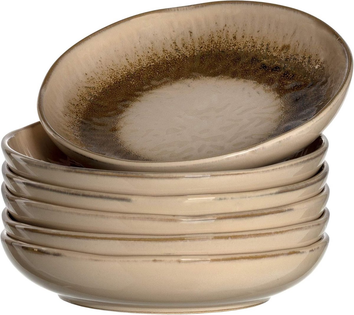 Set van 6 Keramische Borden in Beige