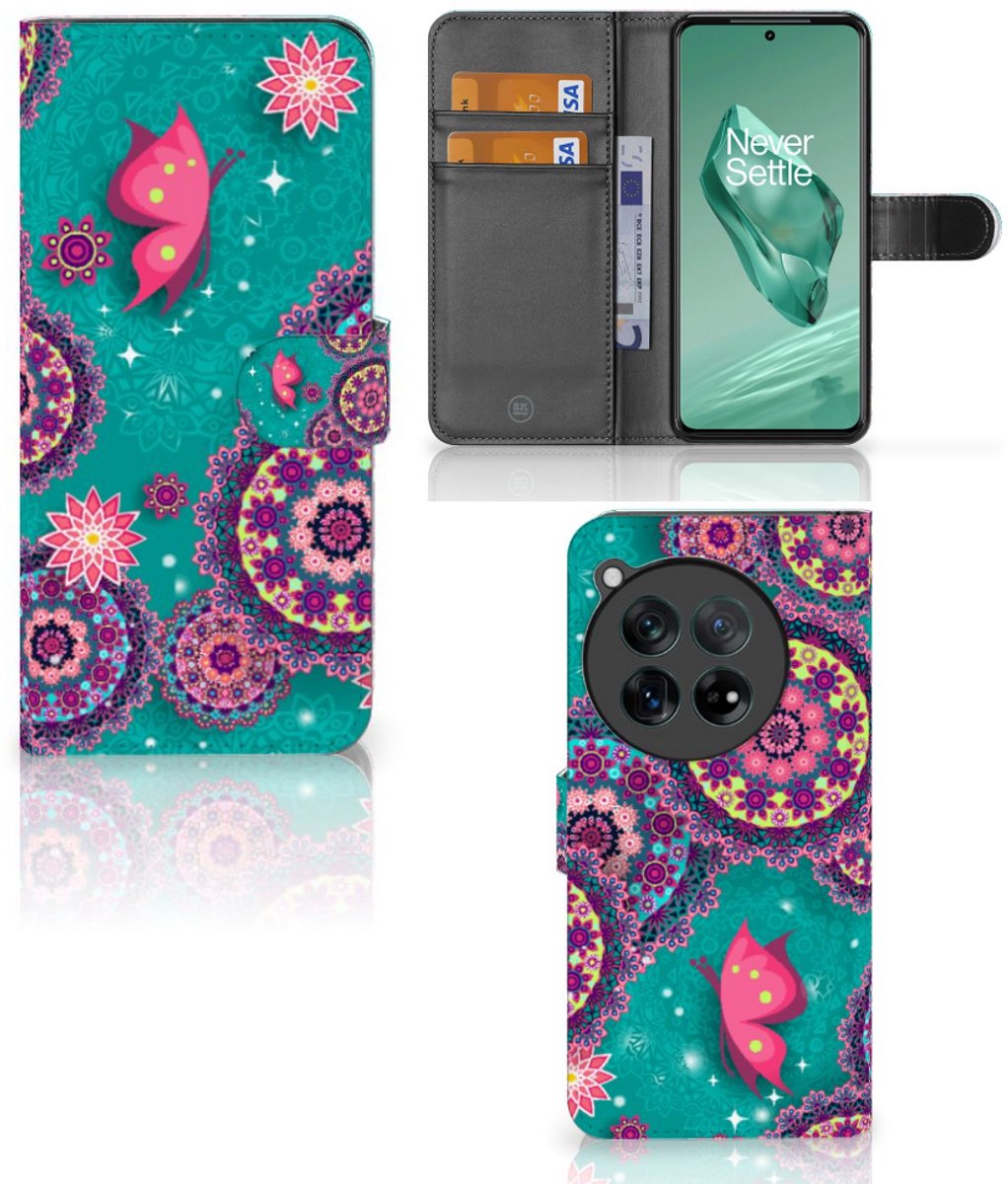 Boekhoesje voor OnePlus 12 Hoesje Cirkels en Vlinders