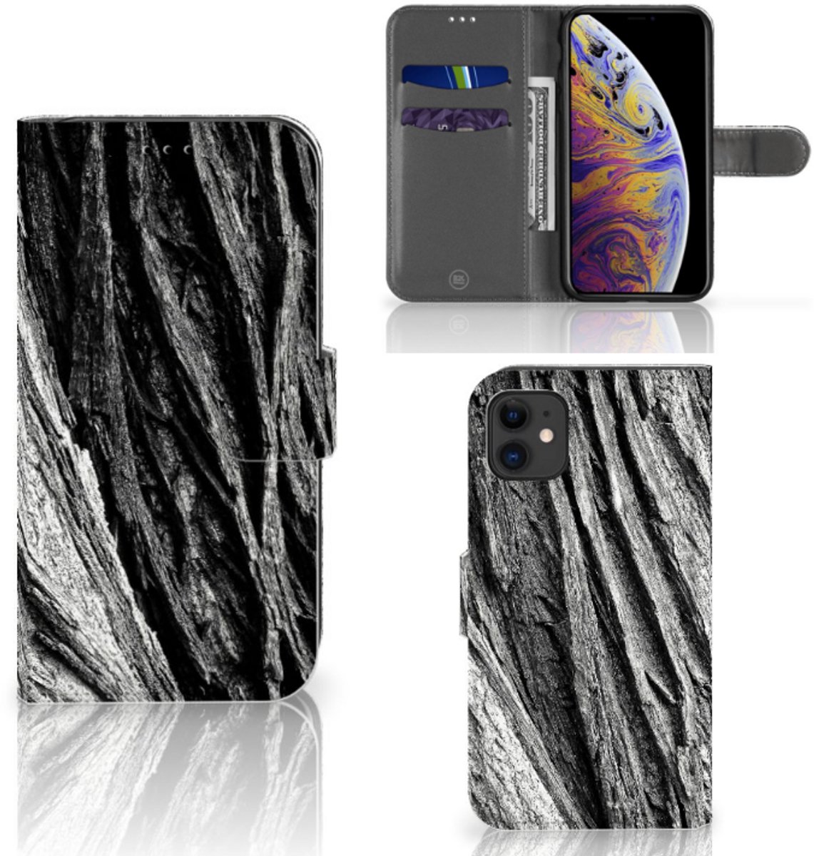 Book Case voor Book Style Case Apple iPhone 11 Boomschors Grijs
