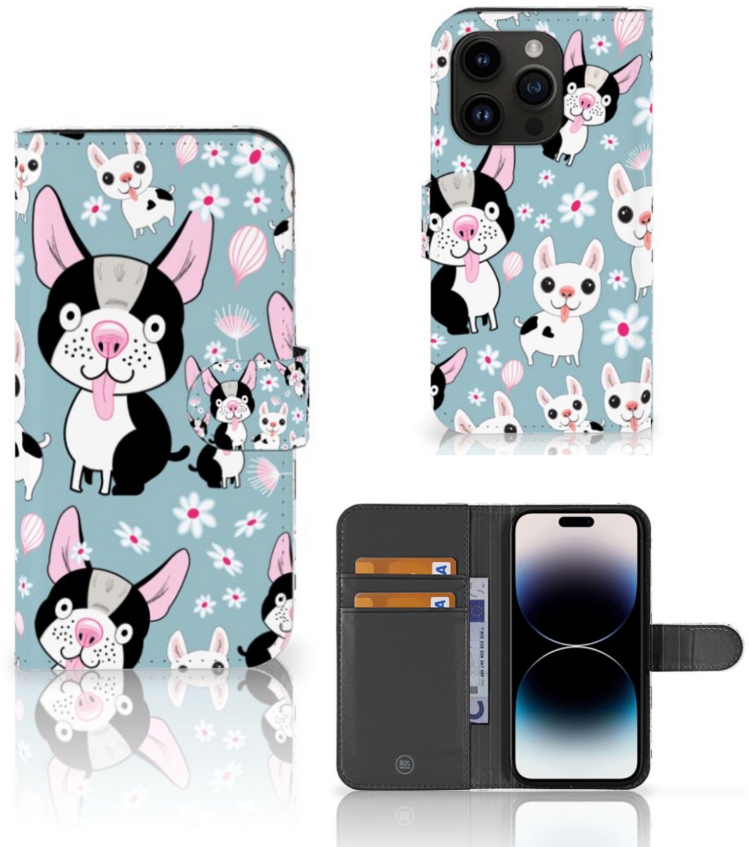 iPhone 15 Pro Telefoonhoesje met Pasjes Hondjes