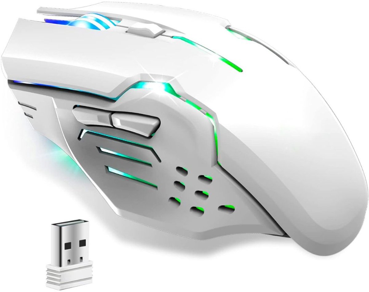 CLVP® Gaming Mouse Wireless - Gamingmuis Draadloos - Computermuis - Ergonomisch - Wit