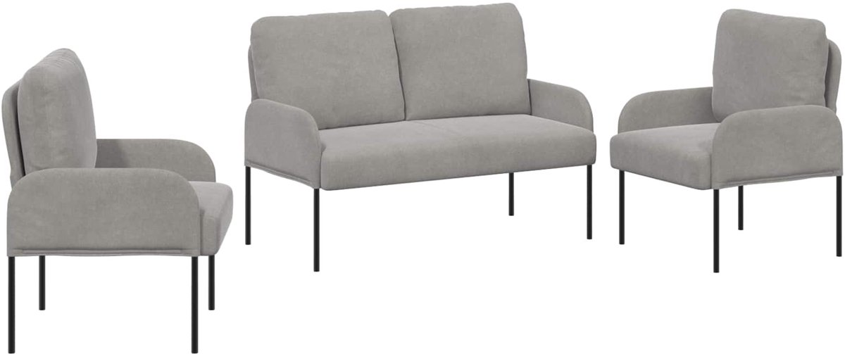 vidaXL - Sofa-Sets - 3 - st - Lichtgrijs - Multiplex
