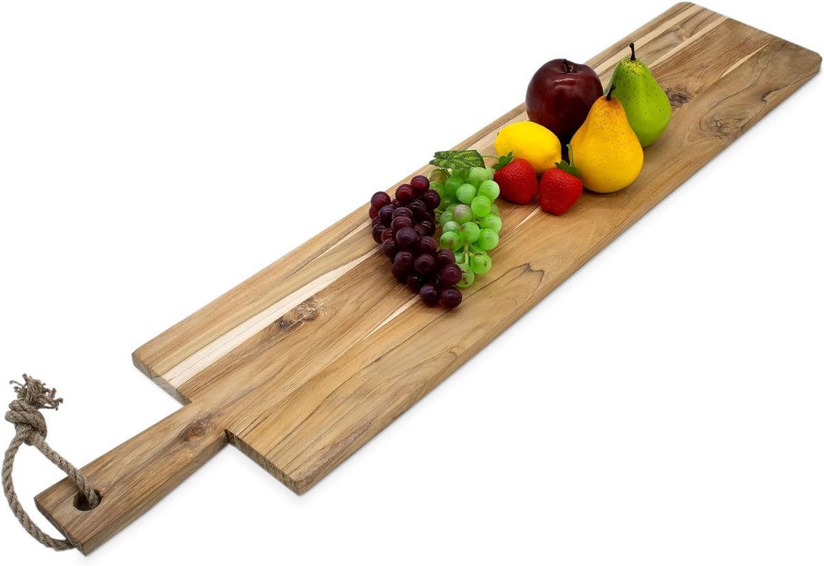 XXL Houten Serveerplank met Handgreep van Teak - 100 cm Lang