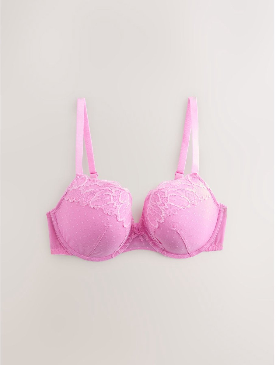 Next Dames - Laag uitgesneden, gevulde kanten DD+ beha - Roze Pink