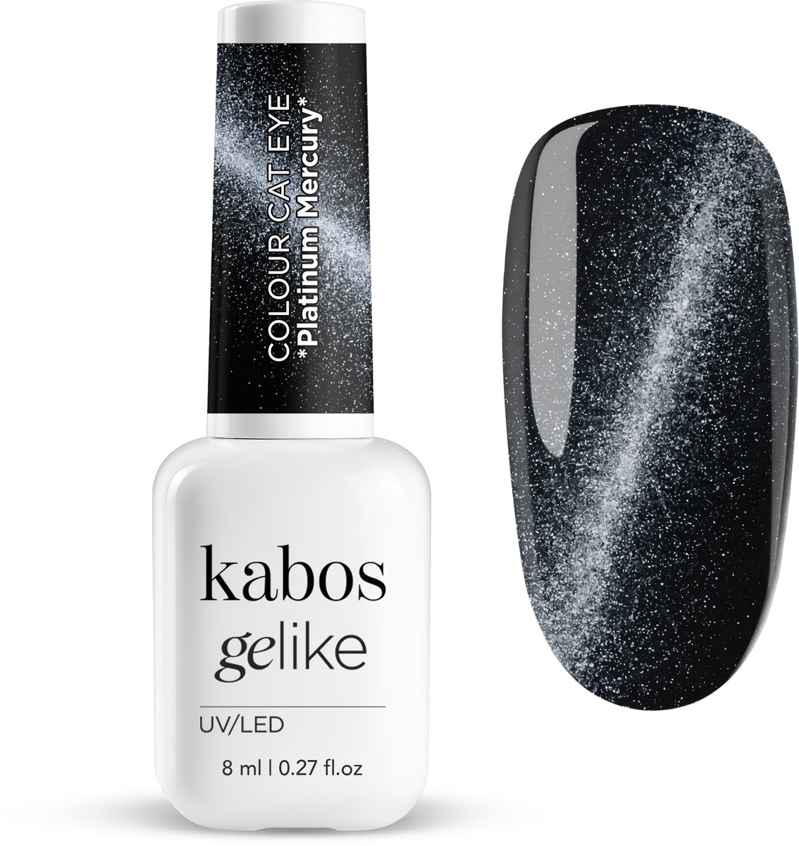 Kabos Cat Eye Nagellak Magnetisch Glitter Grijs Hybride lak UV/LED-lak Gelike Platinum Mercury 8ml Nail Art