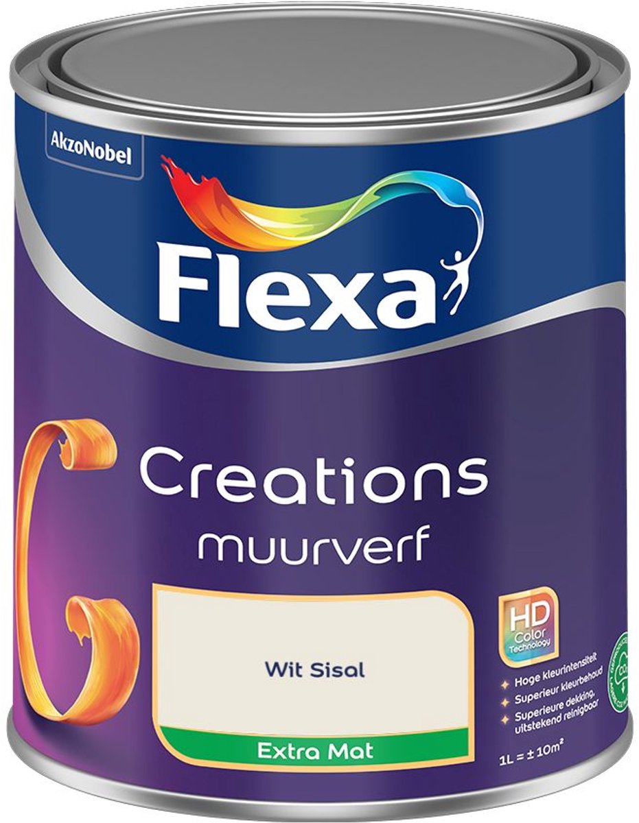 Flexa Creations Muurverf Extra Mat Wit Sisal 1 L