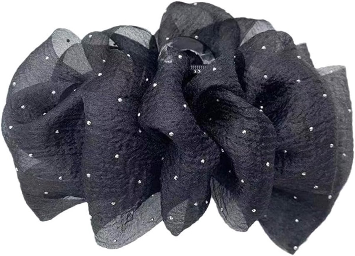 Grote Haarclip met Strik van Tule voor Dames - Elegante Haarklem voor Opsteekkapsel
