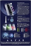Visuals van de Oral-B iO elektrische tandenborstel, poetsdruk sensor met kleuringen, 5 poetsstanden en duurzame batterij.