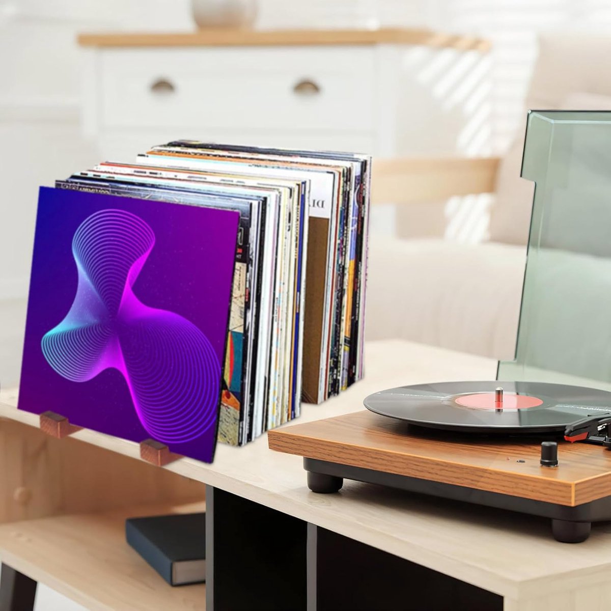 Stijlvolle Houten Houder voor Vinylplaten, LP's, Fotoboeken en Tijdschriften — cadeau in Wonen & Interieur - foto 2