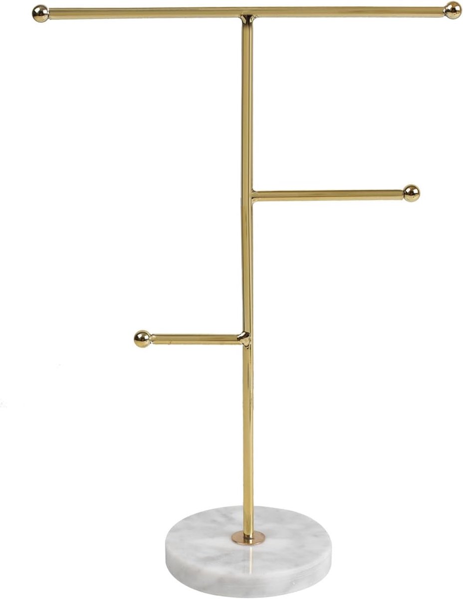 Elegante Sieradenhouder T-Bar voor Kettingen, Armbanden en Oorbellen - Goudkleurig