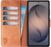 Rosso Deluxe Echt Leer Hoesje Geschikt voor Samsung Galaxy S26 Ultra | Ruimte voor drie pasjes | Portemonnee Book Case | Met Pasjeshouder | Bruin