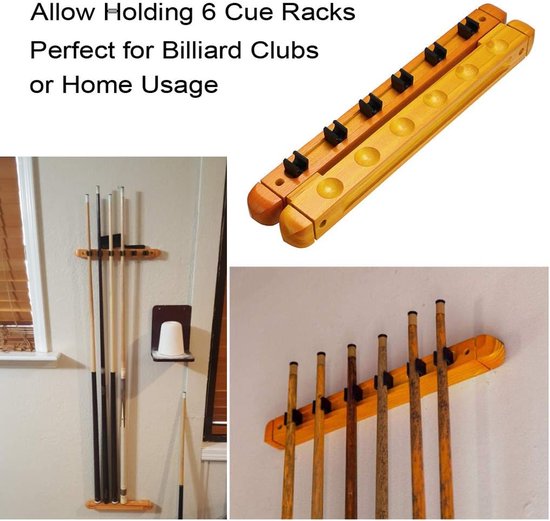 Wandgemonteerde Keu Houder voor 6 Keuen - Houten Billart & Snooker Stock Rek van Merkloos — afbeelding 2