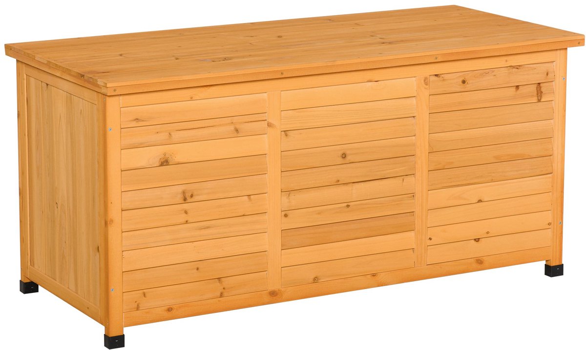 Wishdor - Tuinkist - Veel Opbergruimte - Geventileerd Ontwerp - Voor Tuin - Hout - Geel - 127 X 56 X 60 Cm