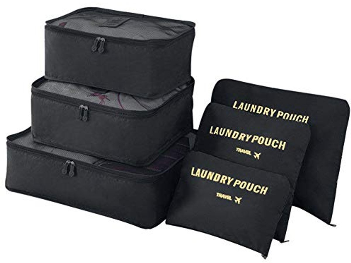 Ultiluxe® Koffer Organizers - 6 Stuks - Reisorganizers - Packing Cubes - Koffer Organizer - Lichtgewicht - Waterafstotend - Zwart