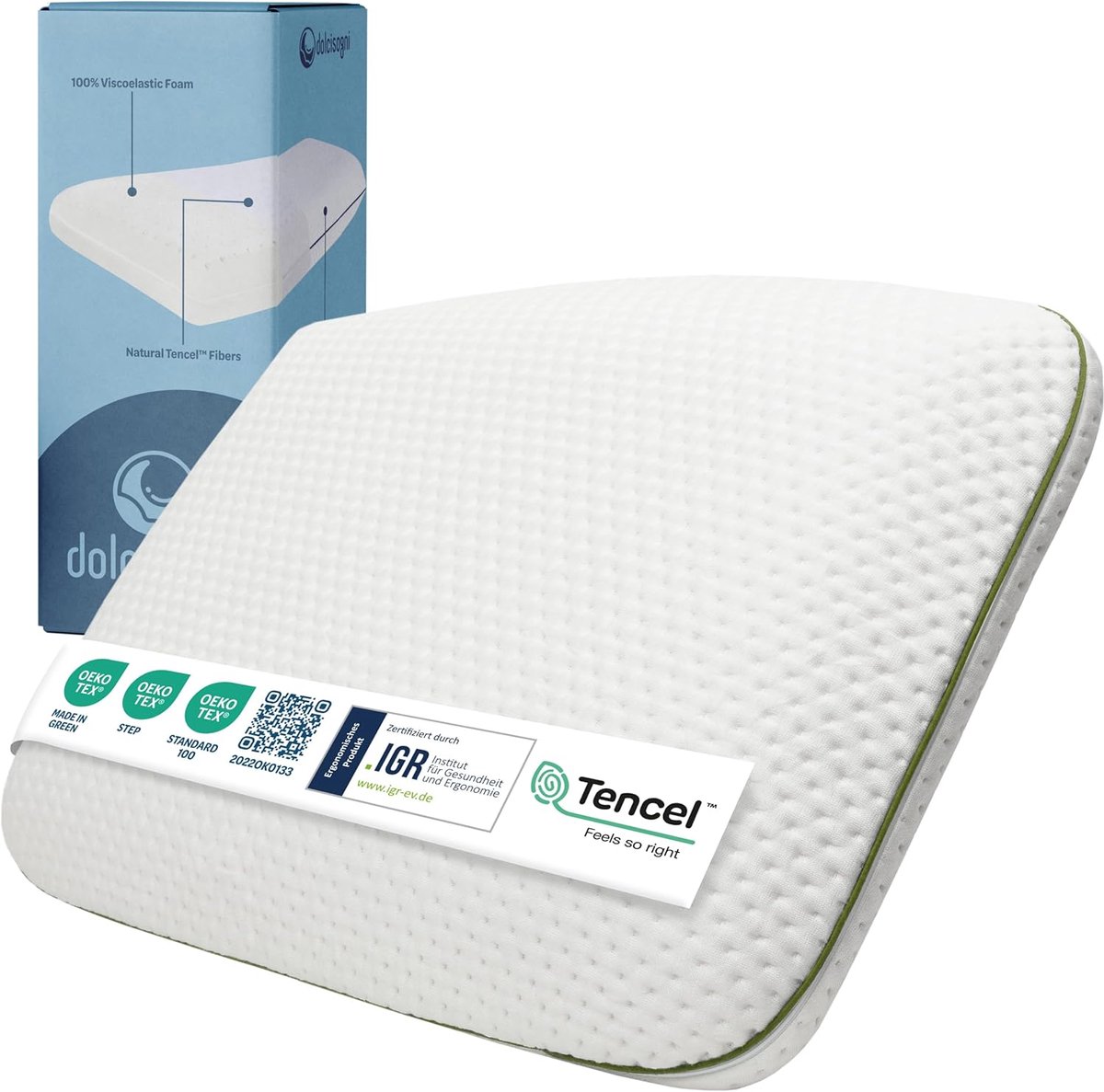 Ergonomisch Traagschuim Kussen voor Nek en Rug - 60x40 cm met Ademhoes