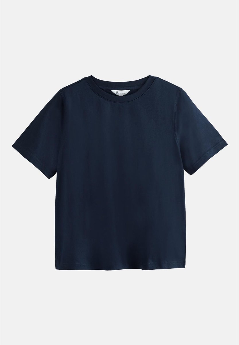 Next - Dames - N. Premium slim-fit SUPIMA® T-shirt met ronde hals en korte mouwen - Blauw