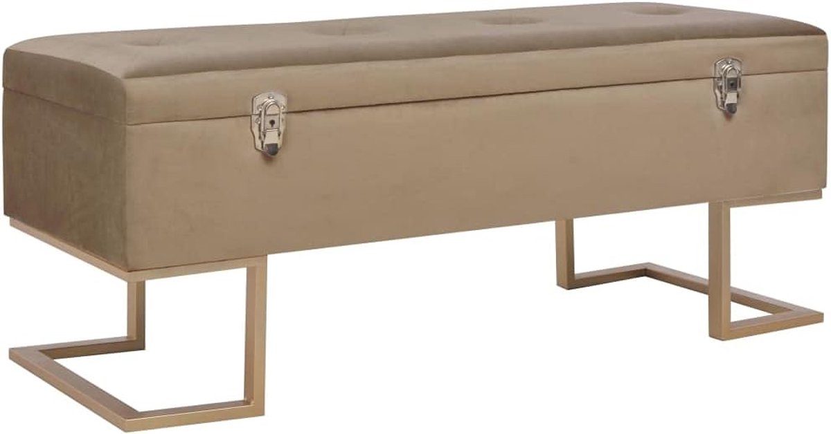 Opbergbank Beige Fluweel 105 cm met Verborgen Opbergruimte