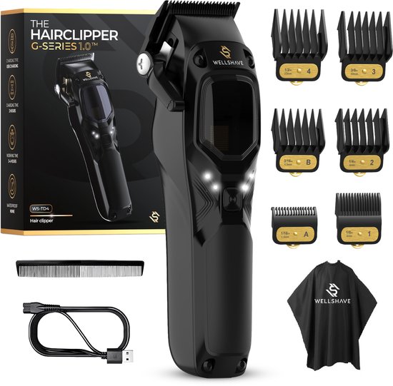 Wellshave G-Series 1.0 Tondeuse Mannen - Tondeuse Mannen Hoofdhaar - Trimmer voor Baard & Lichaamshaar - Hair Clipper - Haartrimmer Mannen - Barbet Set - Incl. 6 opzetstukken