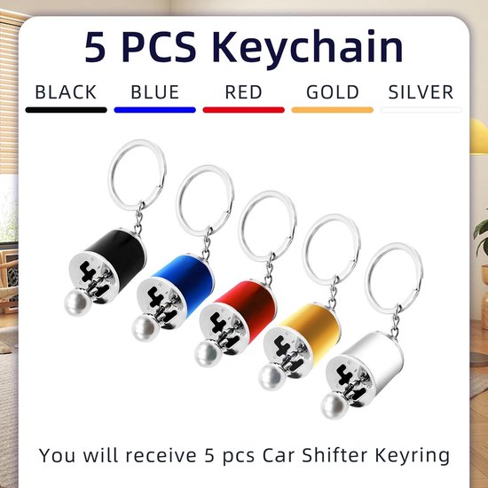 Set van 5 Metalen Autosleutelhangers Versnellingspook met Schakelfunctie — afbeelding 5