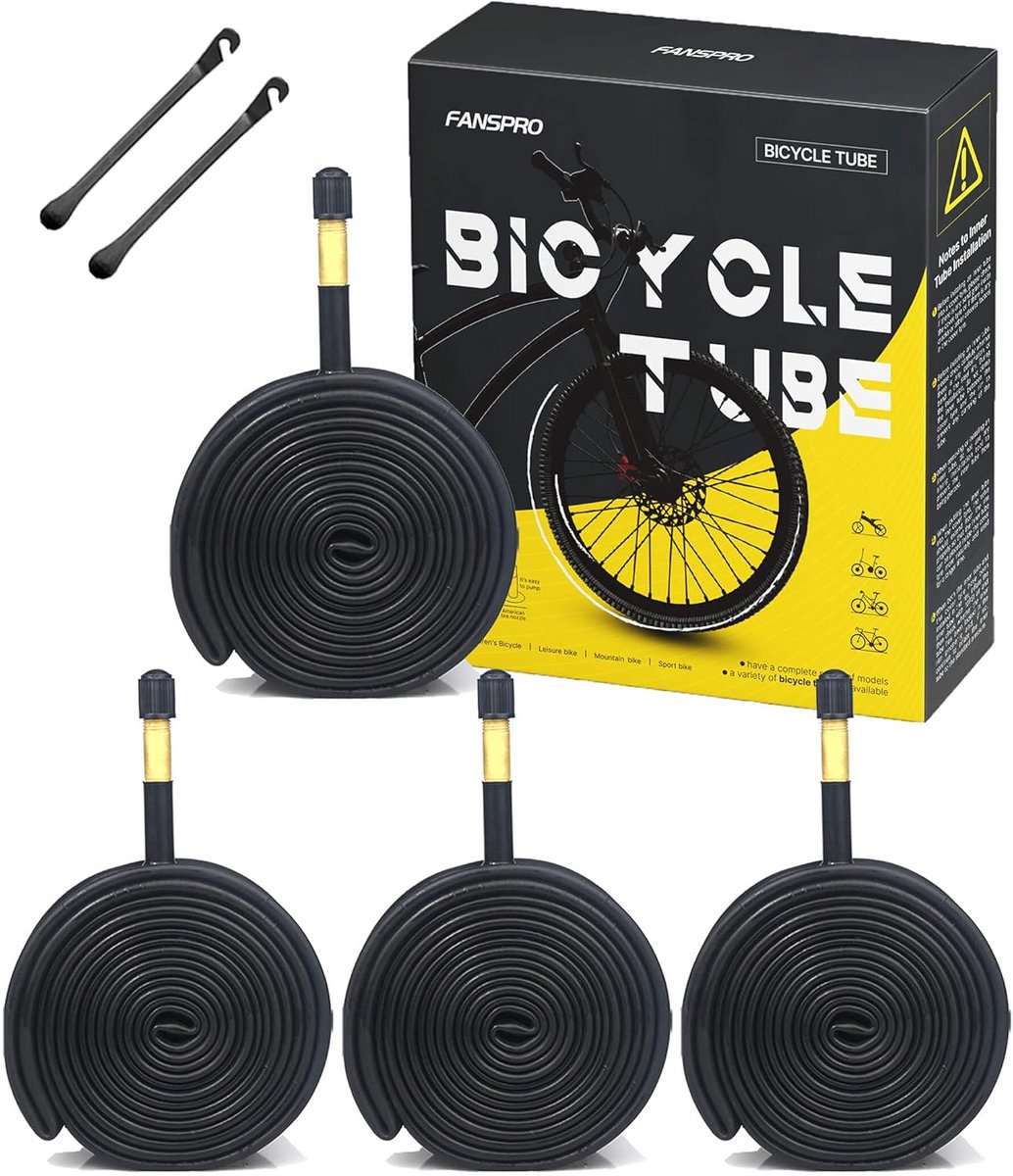 4x Binnenbanden Fiets 26 inch XL - Geschikt voor 26x1.75 t/m 26x2.125 - Inclusief 2 Bandenlichters