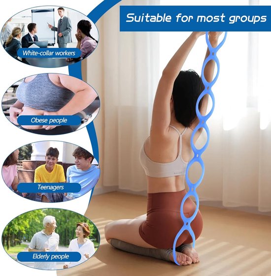 1 stuk - weerstandsband met zeven gaten - yoga-rekband - weerstandsband - yoga band - blauw - 12,5*61 cm - Thuis sporten - geschikt voor fitness, Pilates, yoga en fysiotherapie — afbeelding 3