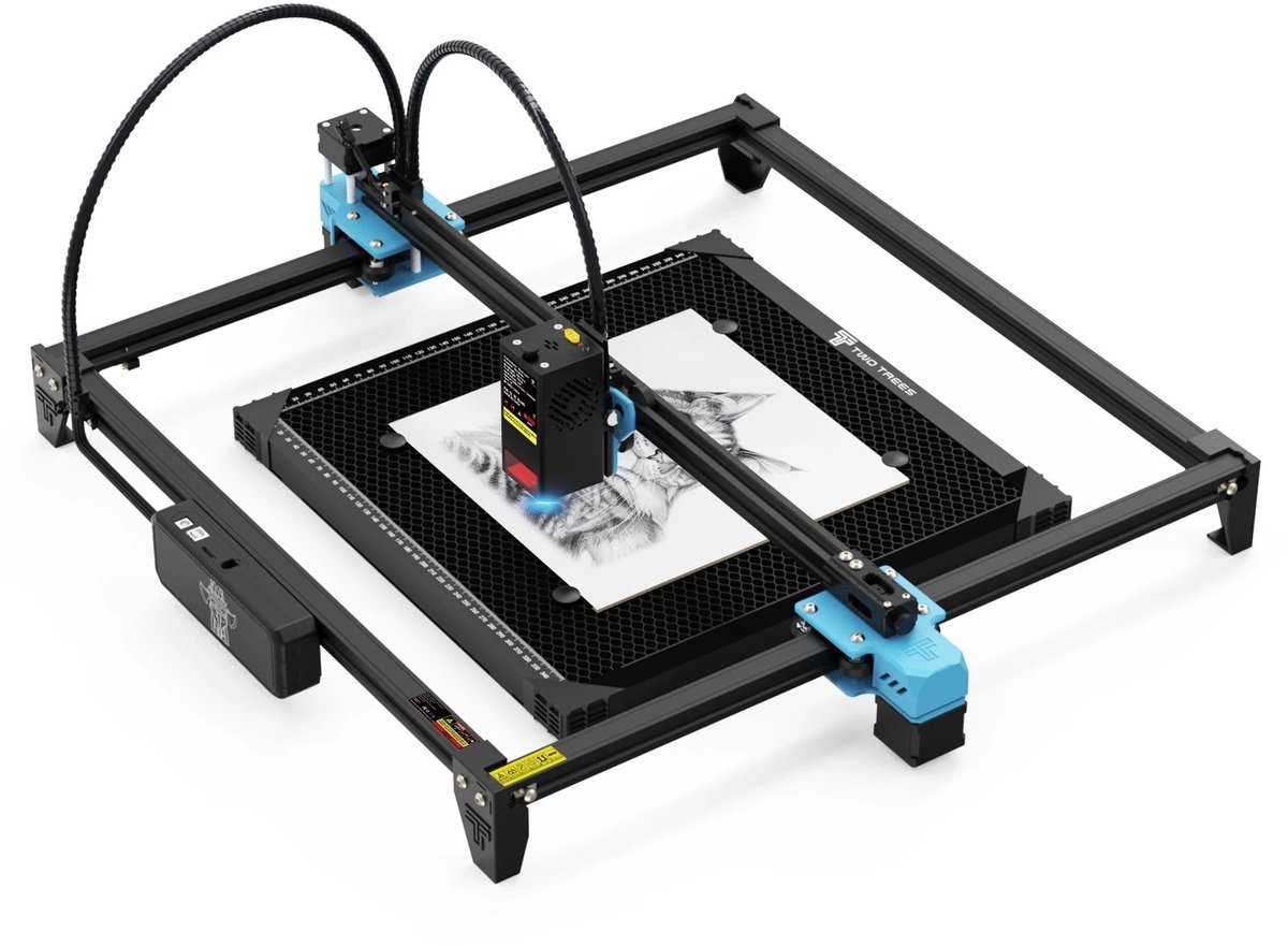 Twotrees TTS-20 Pro 20W Lasergraveermachine – 418×418 mm Groot Werkgebied – 30000 mm/min – Ultra Precieze Gravure – Geschikt voor Hout, Metaal, Leer & Acryl