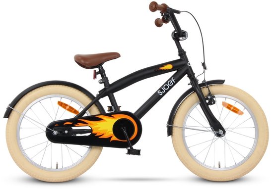 SJOEF Cruise Jongensfiets 18 inch - Kinderfiets 5, 6 & 7 jaar - Fiets 18 inch Jongen - Beachcruiser - Zwart