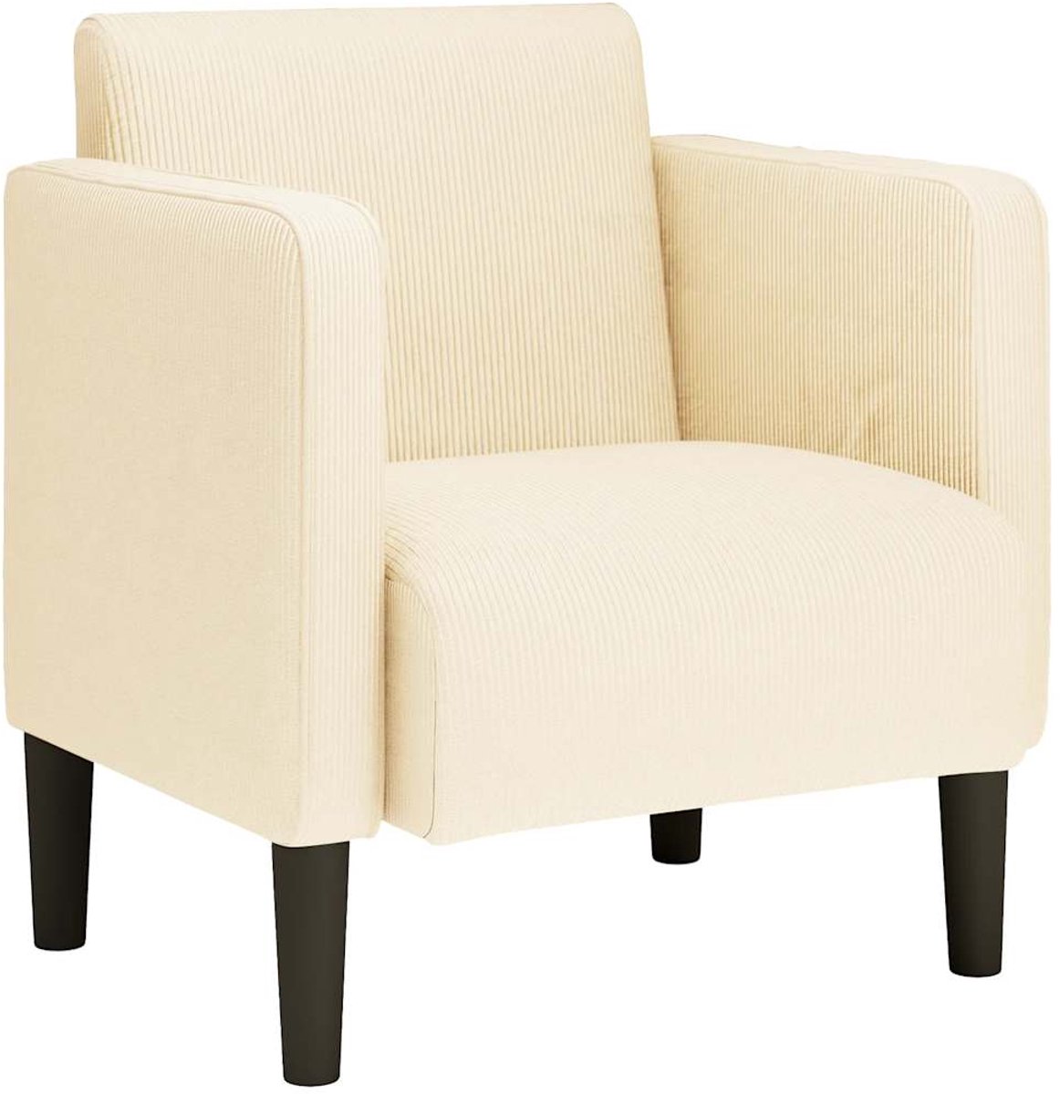 vidaXL Fauteuil - met - armleuningen - 54 - cm - corduroy - stof - crèmekleurig
