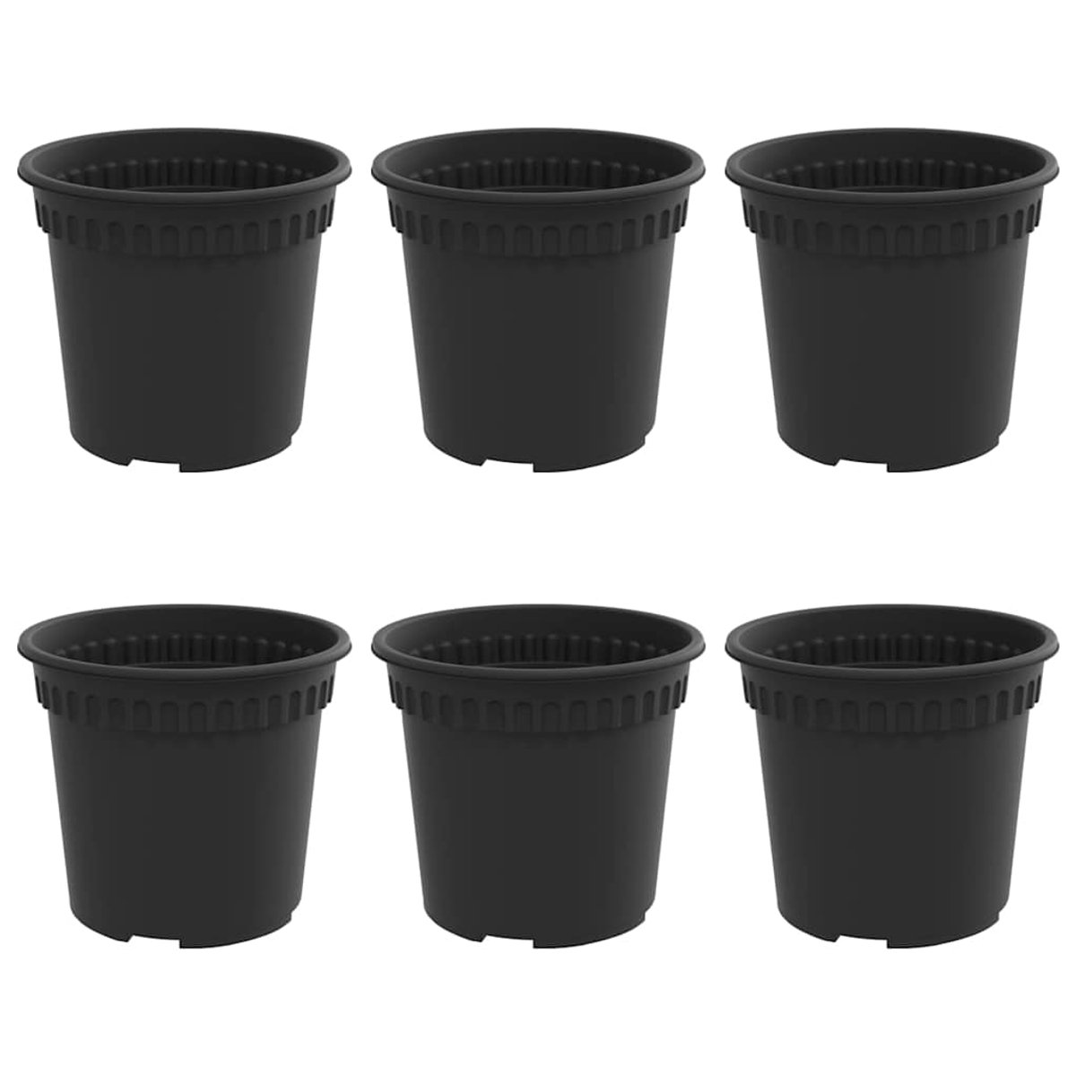 vidaXL - Ronde - Bloempot - 6 - pcs - Zwart - Ø - 15 - x - 1