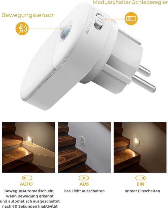 ZRNS® Nachtlampje Stopcontact - Stopcontactlampje - Bedlamp Slaapkamer - Instelbare Helderheid - Met Bewegingssensor van Zrns — afbeelding 5