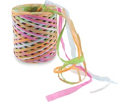 Daity 1 stuk raffiapapierlint - 79 meter - gekleurd mat inpaktouw - gemengd natuurlijk touw - raffia inpaktouw - kerstcadeauverpakking (5 kleuren - bruin - wit - roze - groen - oranje)