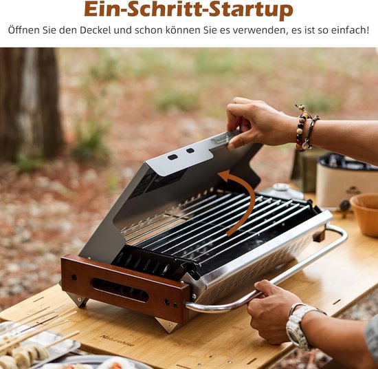 Draagbare Houtskoolgrill voor Camping en Tuin, 50,2 x 32,8 x 33,5 cm, Tafelgrill voor 4-8 Personen, Lichtgewicht en Ruimtebesparend van Merkloos — afbeelding 3