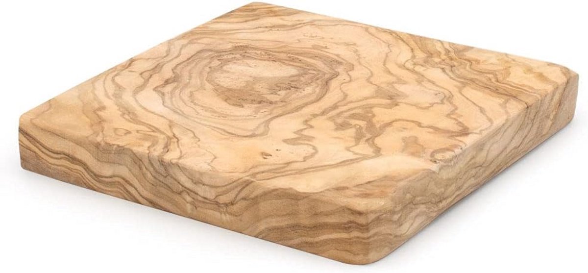 Blok Onderzetter van Olijfhout Vierkant 15x15 cm - Natuurlijk en Uniek