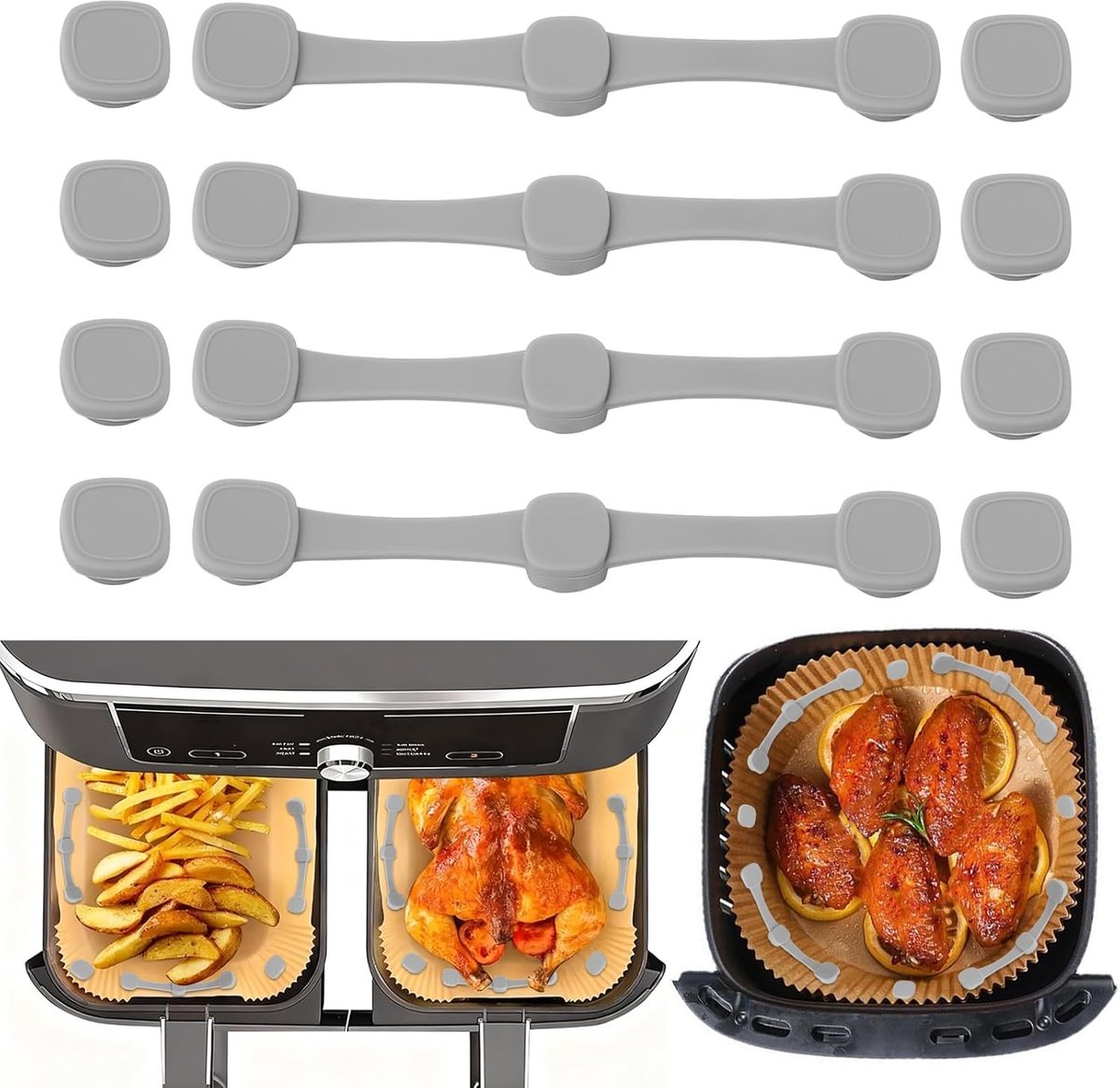 Magnetische Siliconen Clips voor Bakpapier in Airfryer, 12 Stuks