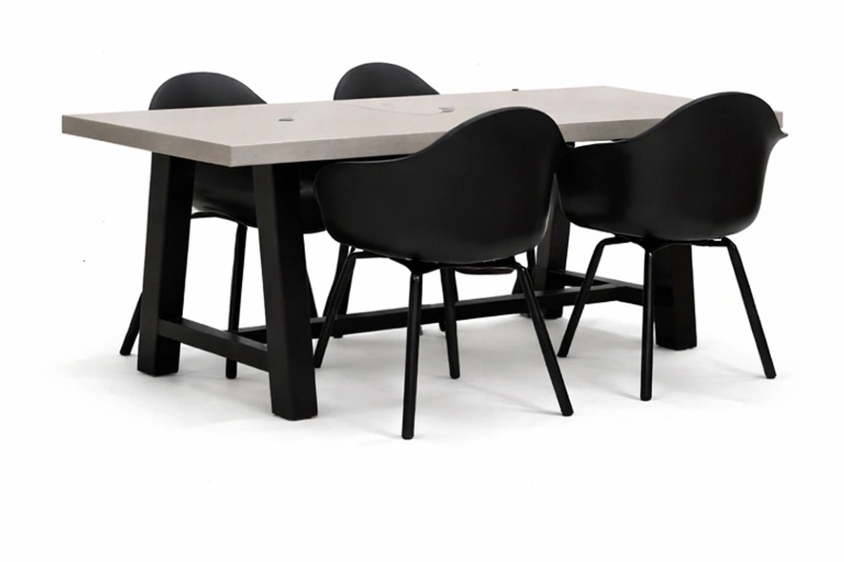 Tuinstoel Montreux zwart/zwart met cento tafel 180 cm