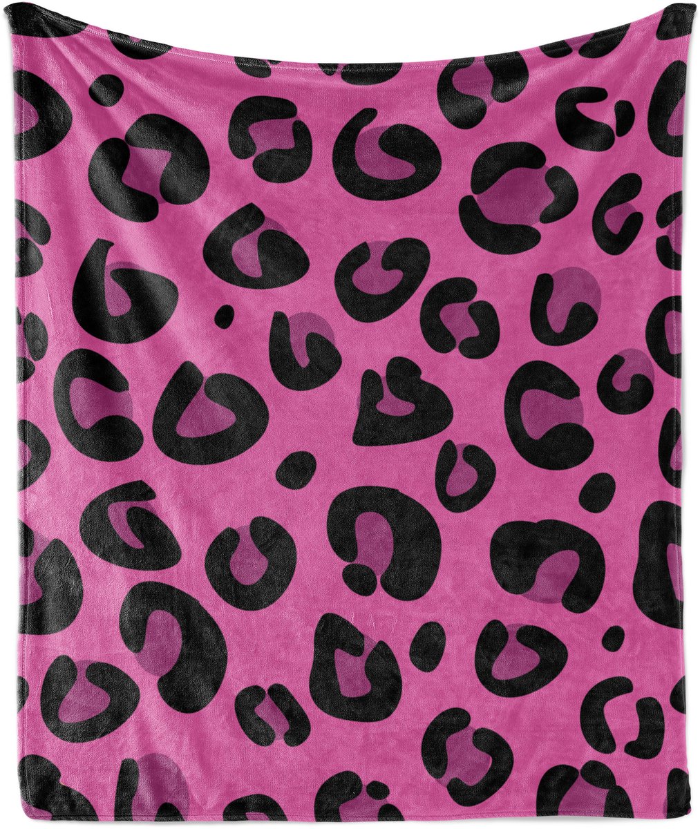 ABAKUHAUS Felroze Zachte Flanellen Fleece Deken, Luipaardprint, Gezellige Pluche Plaid, 175 x 230 cm, Zwart Roze