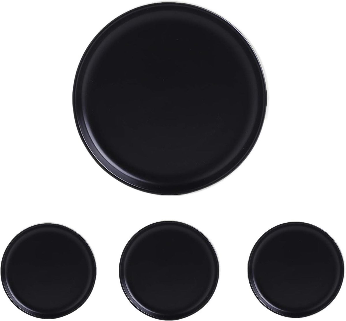 Set van 4 Matte Keramische Voorgerechtborden 15 cm Zwart