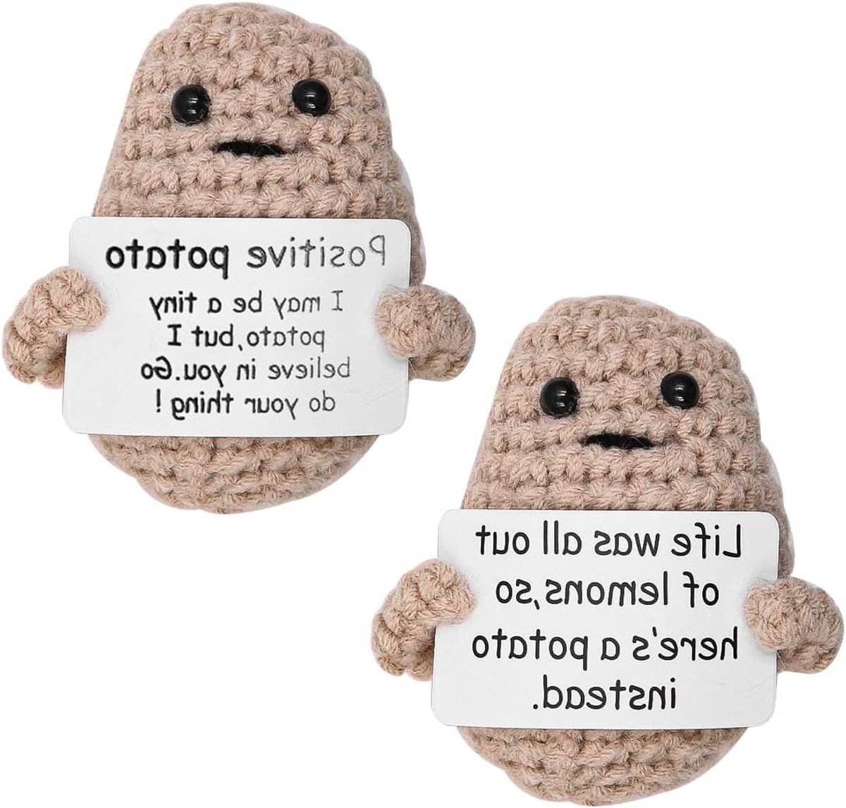 Allecto- Wollen Breipop - Inspirerende Zakknuffel - Verjaardagscadeau - Positief - 2 stuks - Geschikt voor Alle Leeftijden - Wit