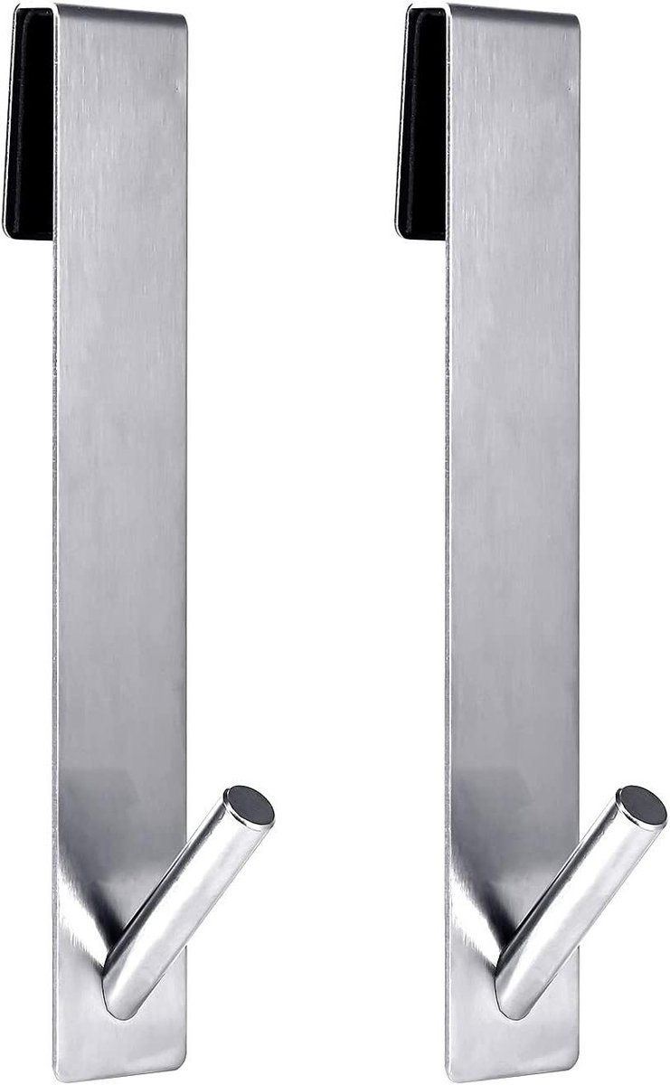 18 cm douchedeurhaken set van 2, roestvrij staal, handdoekophanghaken voor badkamer, zilve