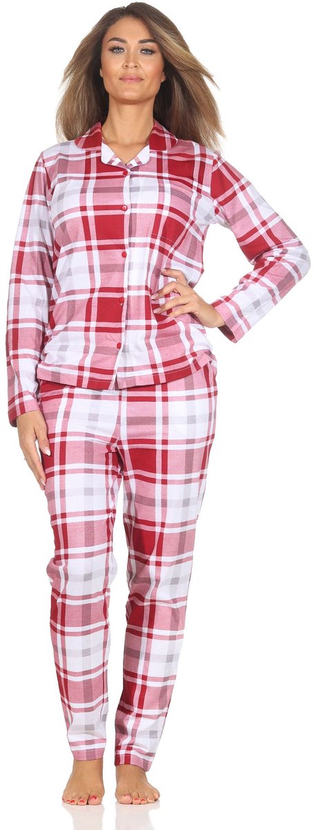 Normann damespyjama met knoopsluiting in geruite look - ook in grote maten rot