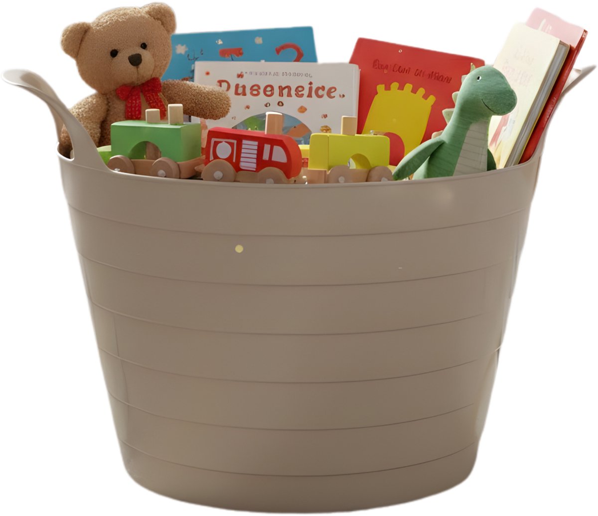 Storage solutions Speelgoedmand - beige - 30 liter - kunststof - 54 x 37 cm - met handvatten