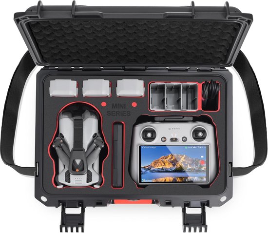 Mini 5 Pro Waterproof Hard Case - Veilige draagtas geschikt voor DJI Mini 5 Pro Fly More Combo drone-accessoires - robuuste en waterdichte opslag geschikt voor DJI RC 2 / RC-N2, zwart-oranje, Kofferset