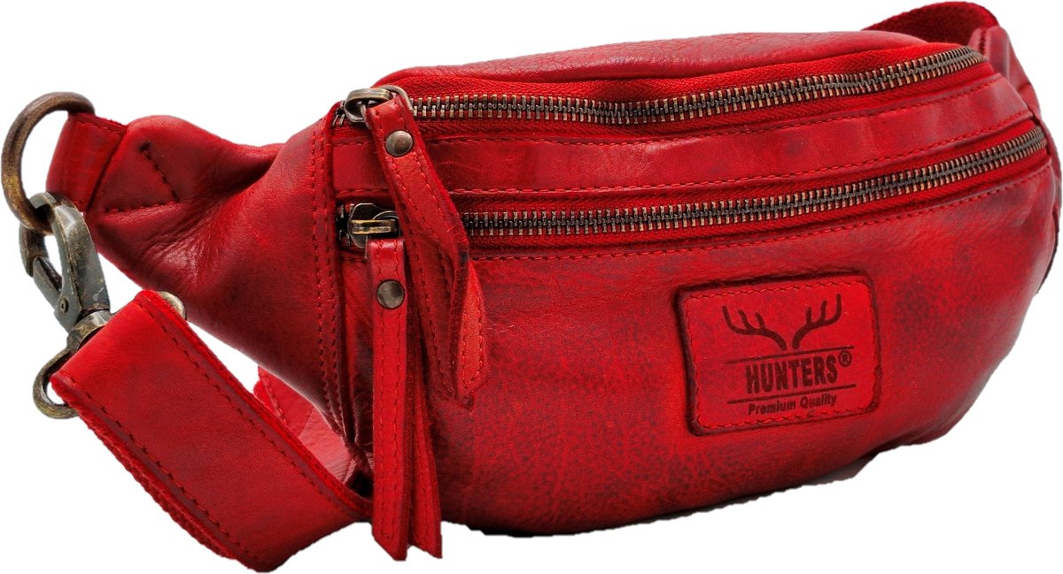 Boutique Trukado - Hunters Leren Heuptas Fanny pack rood - (bxhxd) ca. 23cm x 13,5cm x 6cm