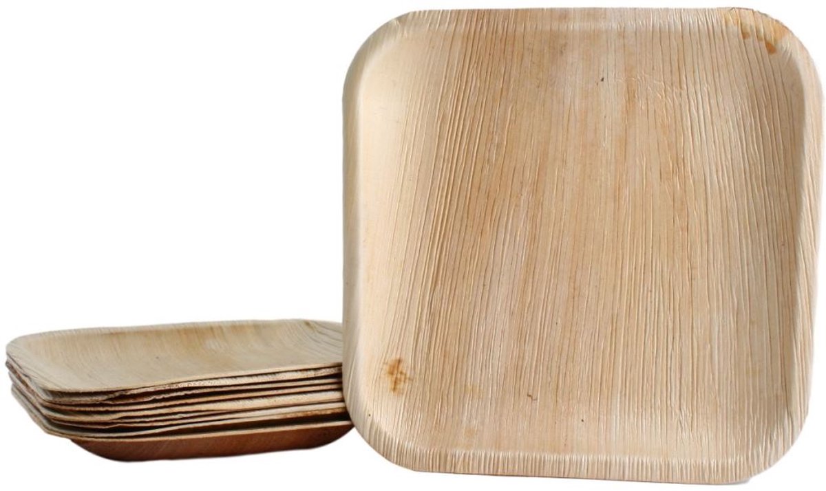 50x vierkante borden van palmblad grootte 25x25