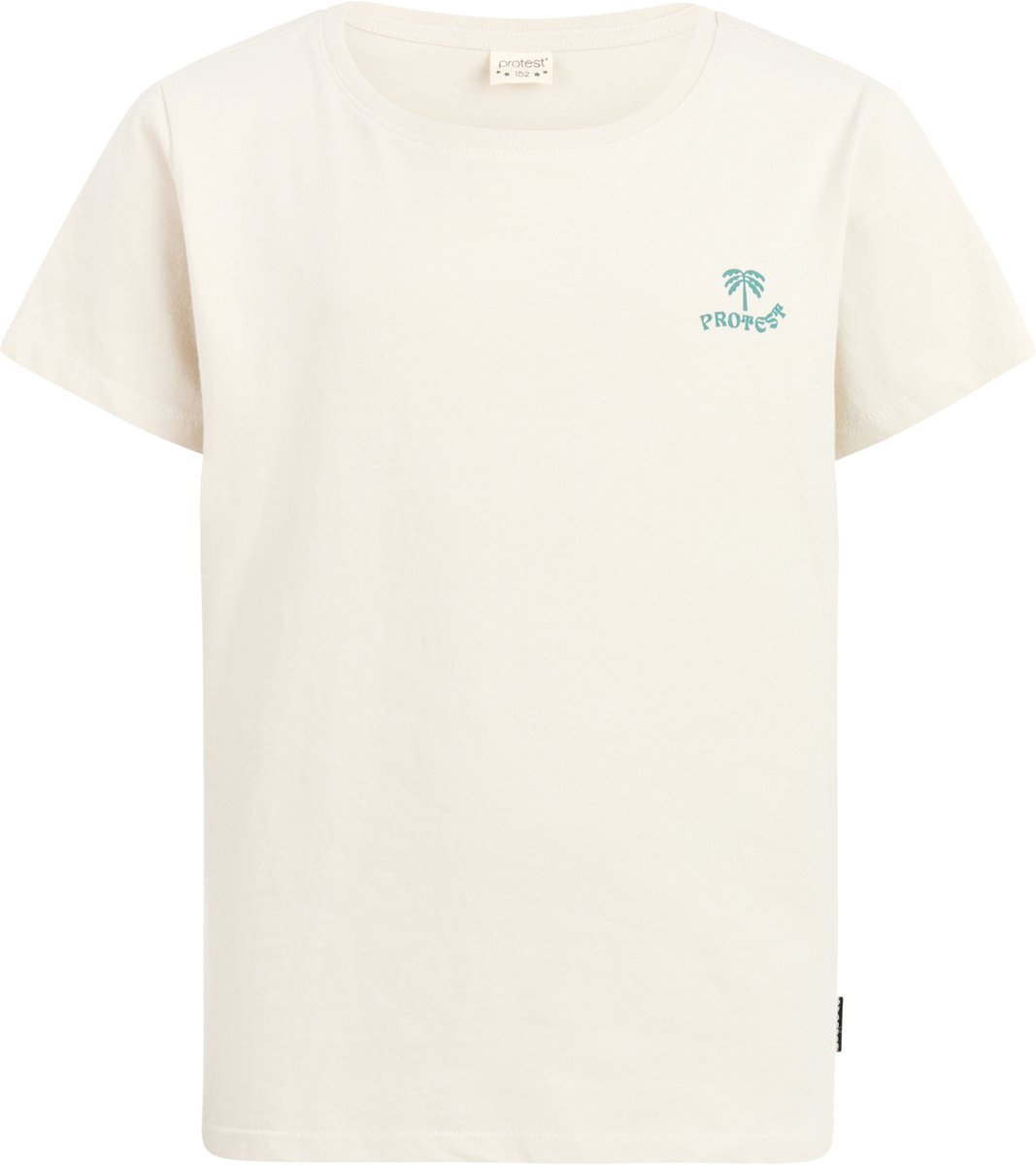 Protest PRTRoxo JR T-shirt Meisjes Korte mouwen Ronde hals Normale pasvorm Crème Kitoffwhite