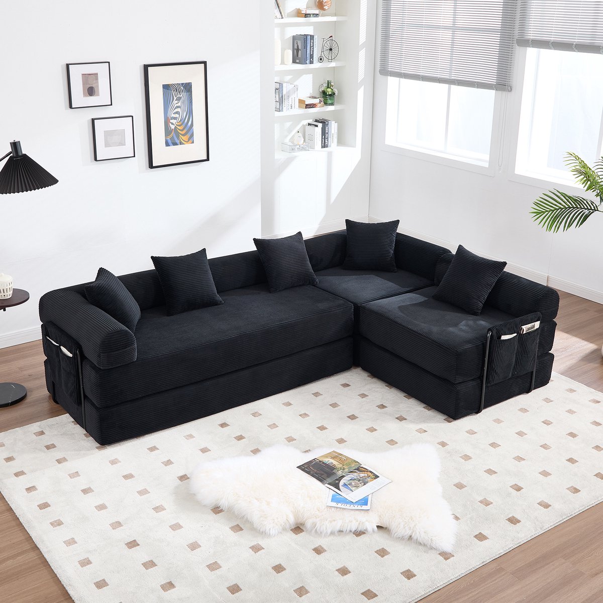 STILVORA Modulaire Hoekbank 270 x 180 x 90 Cm - Vakuümverpakt Snel Opgezet - Met Opbergvak
