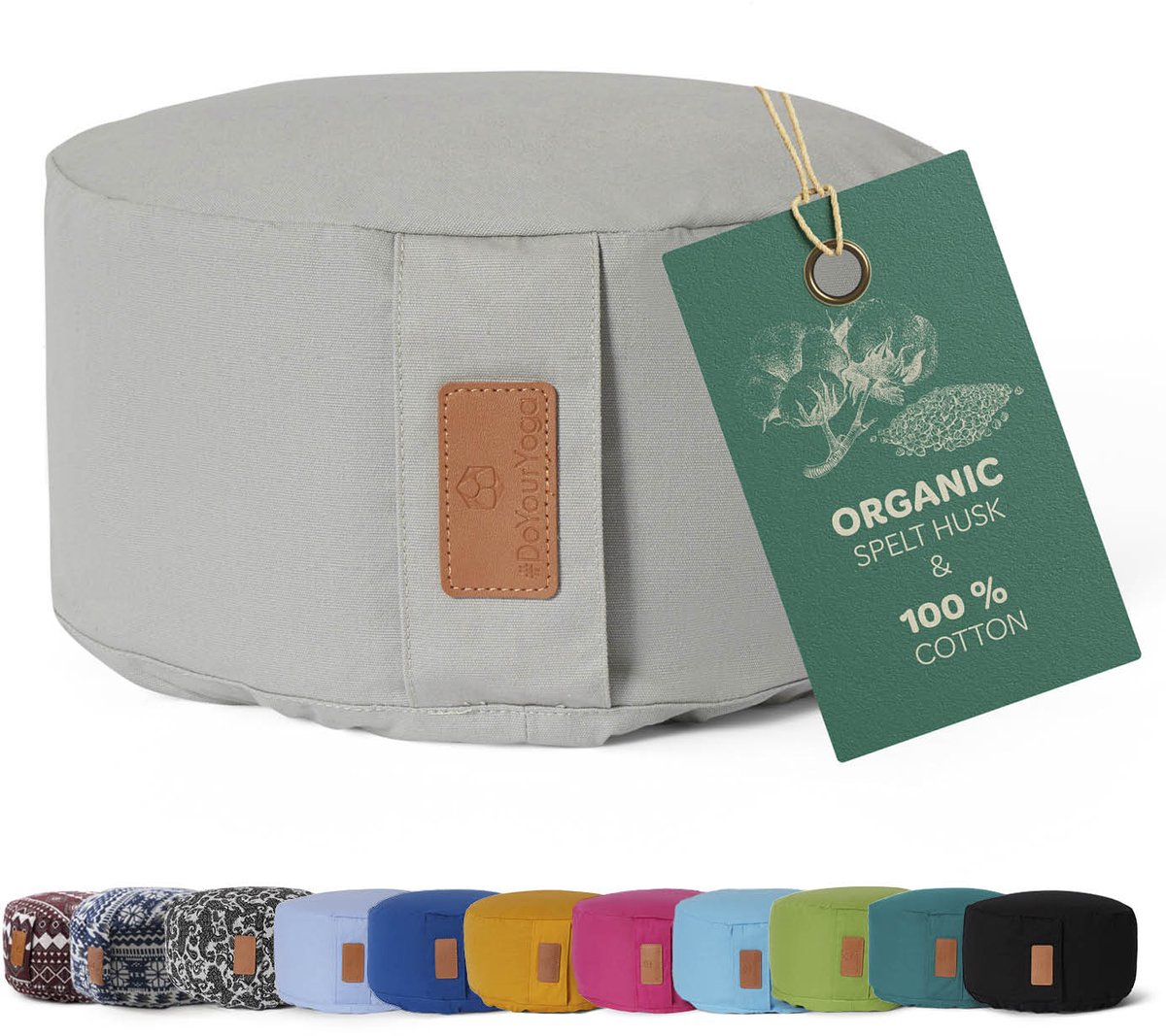 Bol.com #DoYourYoga - Yoga kussen - »Vishnu« - rond meditatiekussen met bio-organische Spelt vulling - H:15cm, diam.30cm - muis ... aanbieding