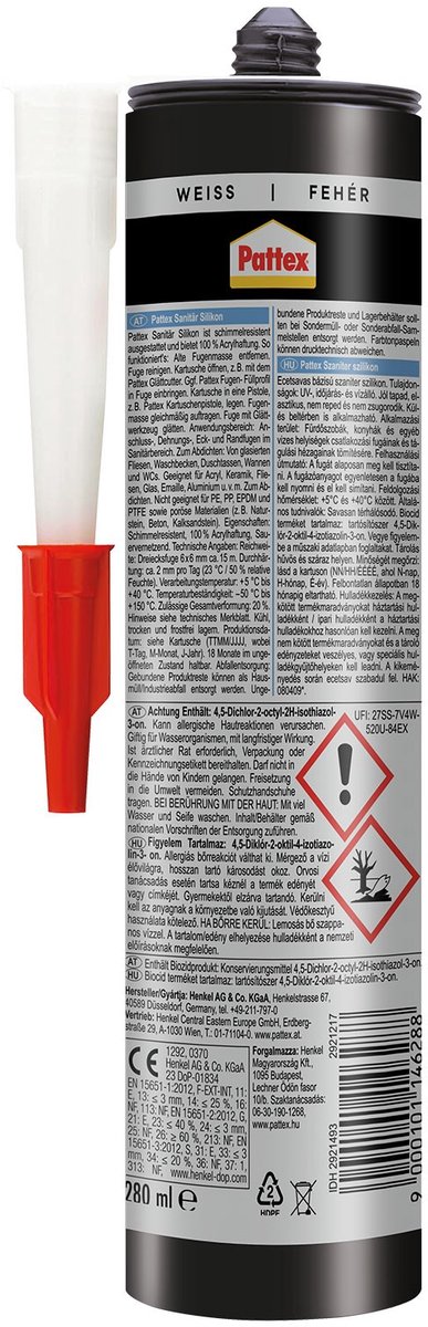 Sanitaire Siliconenkit Wit – 280 ml – Schimmelwerend – Waterdicht – Binnen & Buiten – UV- en Weerbestendig 1 Stuks [H2921493]